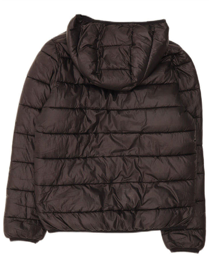 Champion wattierte Jungenjacke mit Kapuze, 13–14 Jahre, XL, schwarzes Polyester