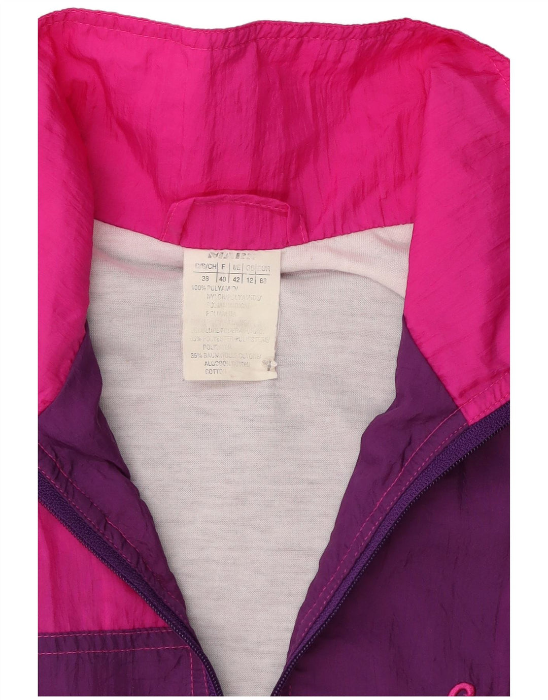 Vintage Damen-Trainingsanzug, UK 12, Mittellila, Colourblock-Polyamid