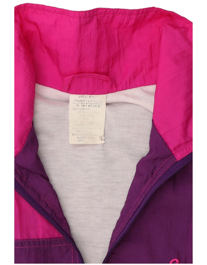 Vintage Damen-Trainingsanzug, UK 12, Mittellila, Colourblock-Polyamid