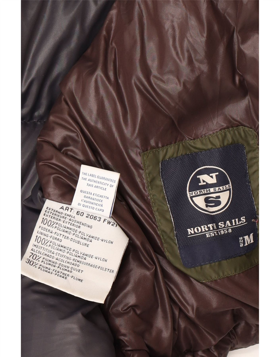NORTH SAILS Herren Wattierte Jacke UK 38 Mittelbraunes Polyamid
