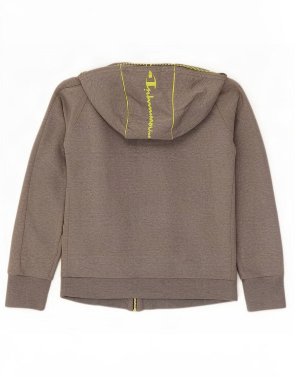Champion Damen Heritage Fit Graphic Zip Hoodie Pullover UK 12 Mittelgrau