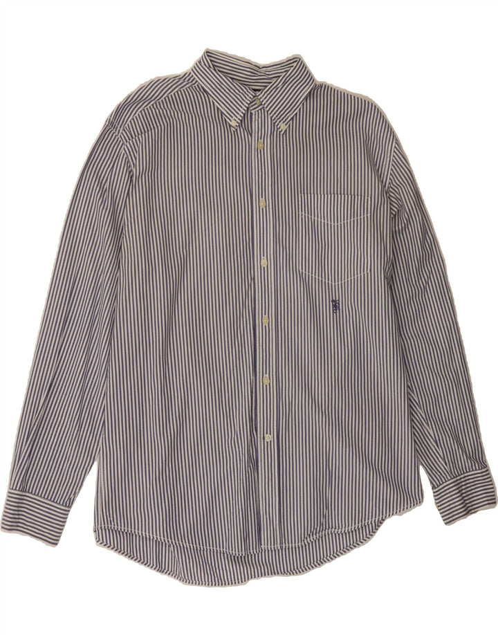 TOMMY HILFIGER Mens Shirt Large Navy Blue Pinstripe Cotton Vintage Tommy Hilfiger and Second-Hand Tommy Hilfiger from Messina Hembry 