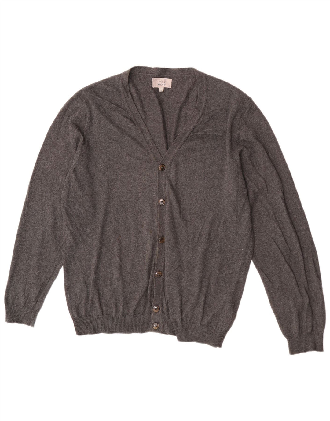 Marks & Spencer Herren-Strickjacke, groß, aus grauer Baumwolle