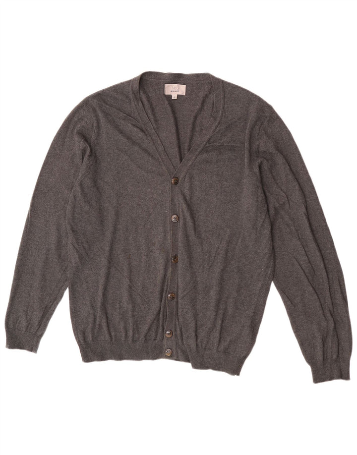 Marks & Spencer Herren-Strickjacke, groß, aus grauer Baumwolle