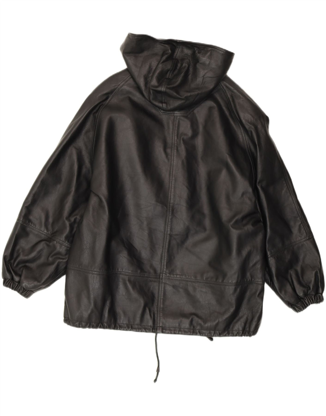 CONBIPEL Damen Übergroße Dufflejacke mit Kapuze IT 42 Mittelschwarzes Leder