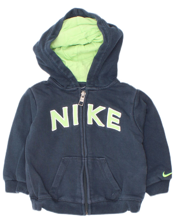 Nike Baby-Jungen-Kapuzenpullover mit grafischem Reißverschluss, 9–12 Monate, marineblaue Baumwolle