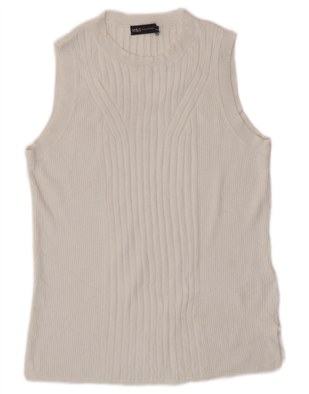 Marks & Spencer Damen Weste Tank Top UK 14 Large Weiße Viskose