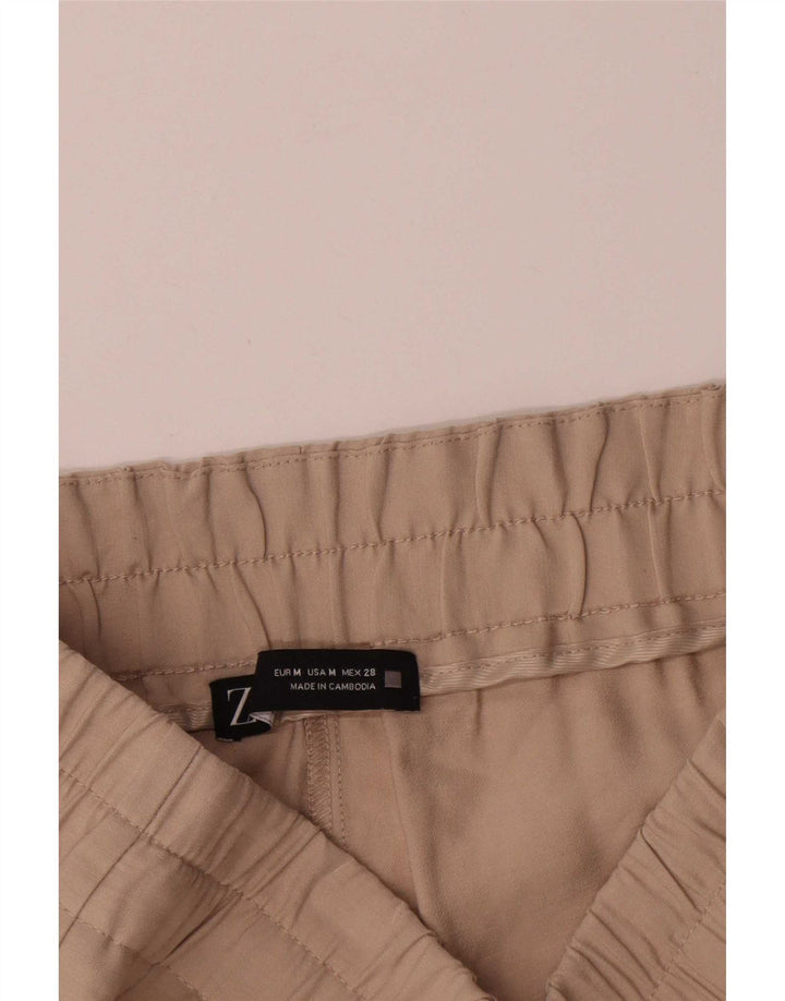Kurze Hose von Zara für Damen, mittelgroß, W28, L25, beige Viskose