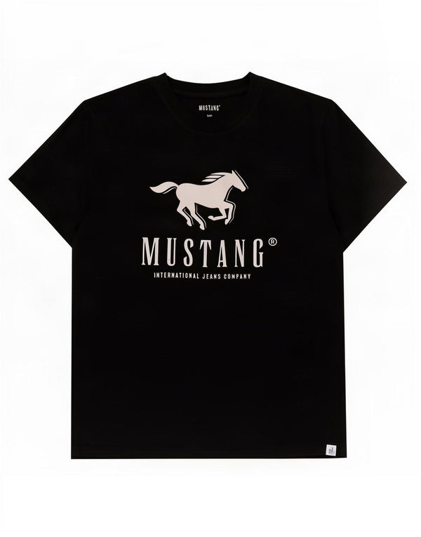 Mustang Grafik-T-Shirt für Damen, UK 16, Größe L, Schwarz, Baumwolle