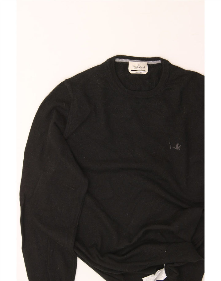 BROOKSFIELD Mens Crew Neck Jumper Sweater Small Black Vintage Brooksfield and Second-Hand Brooksfield from Messina Hembry 