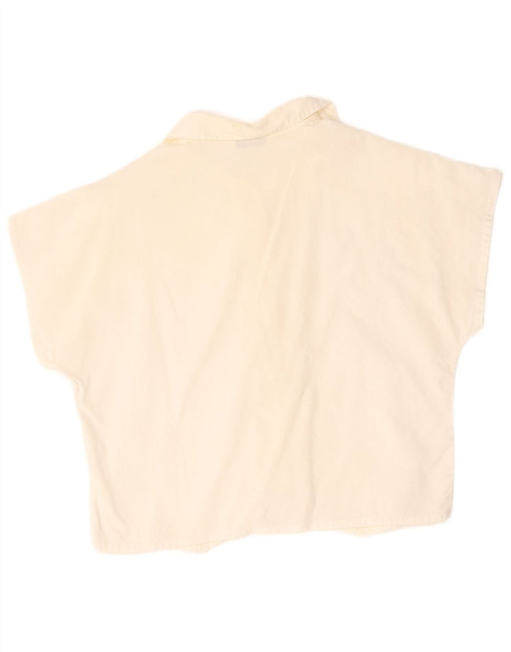 Cacharel Damen Crop Kurzarm-Hemdbluse UK 14 Mittelweiß