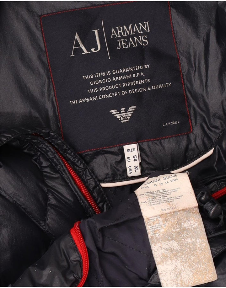 Armani Jeans Herren wattierte Jacke EU 54 2XL Marineblau Polyamid