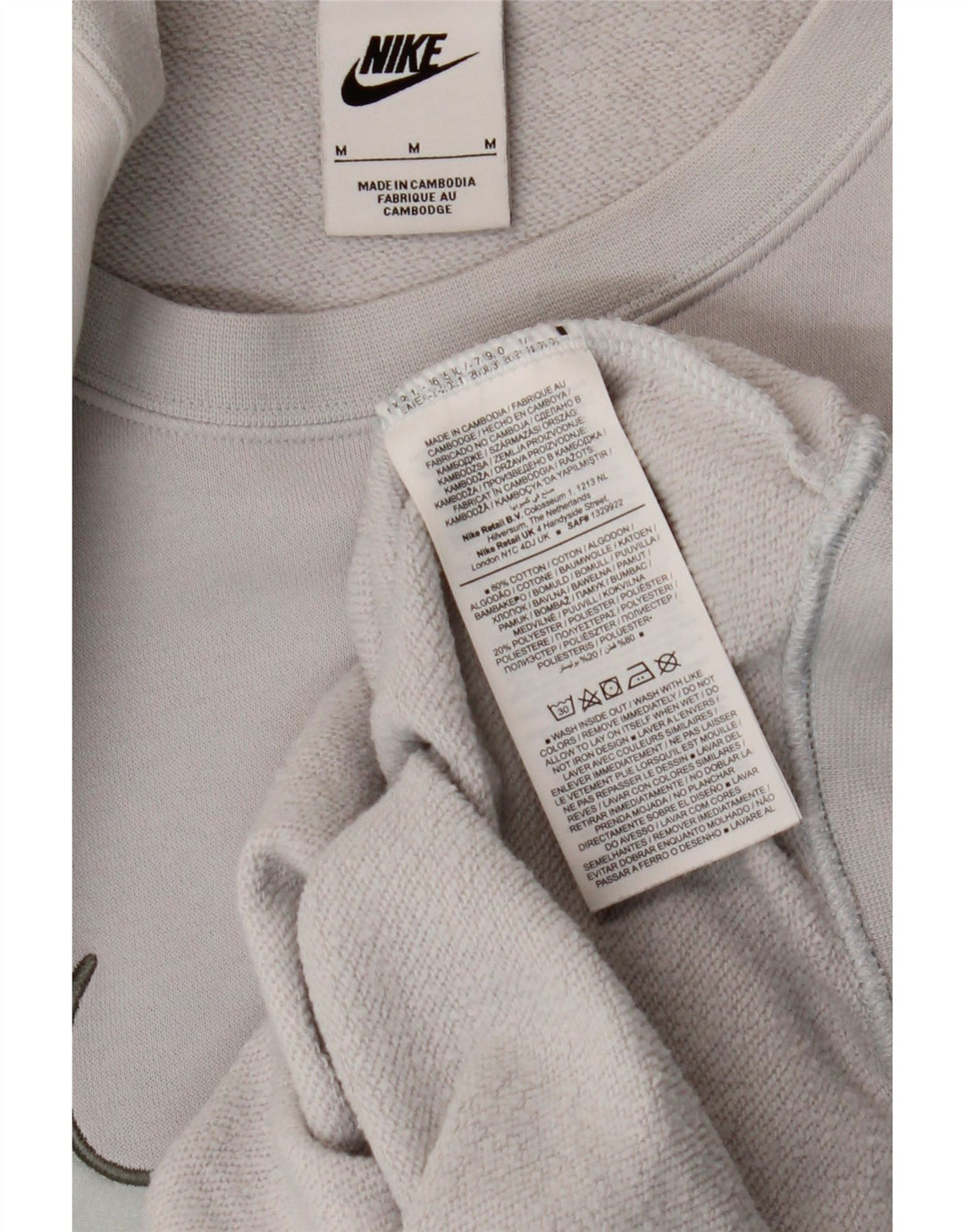 Nike Damen Graphic Sweatshirt Pullover UK 14 Mittelgraue Baumwolle