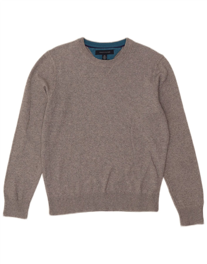 Tommy Hilfiger Herren-Pullover mit Rundhalsausschnitt, Größe S, graue Baumwolle