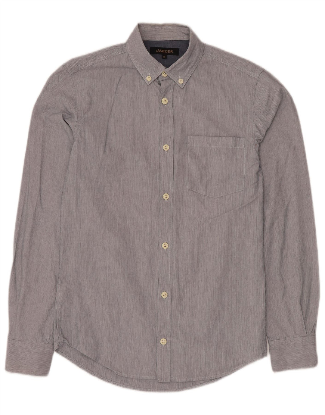 JAEGER Herrenhemd XS marineblaue Nadelstreifen-Baumwolle