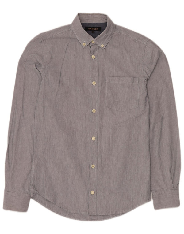 JAEGER Herrenhemd XS marineblaue Nadelstreifen-Baumwolle