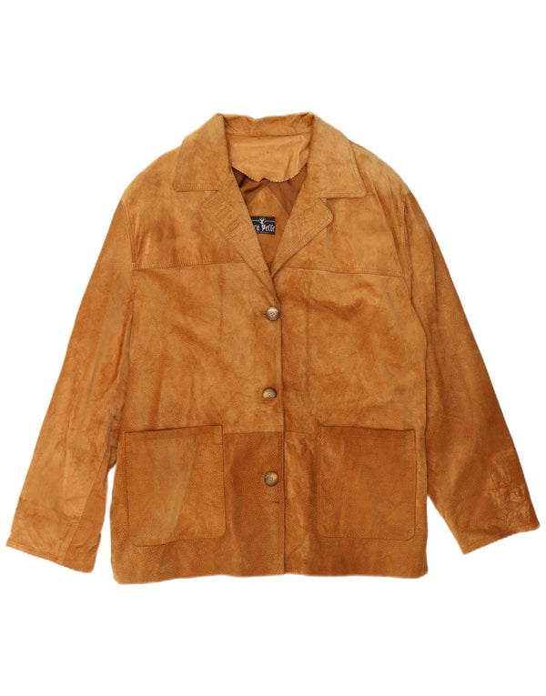 Vera Pelle Damen Übergroße Wildlederjacke IT 48 XL Beige Leder