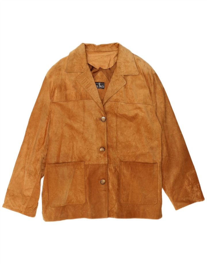 Vera Pelle Damen Übergroße Wildlederjacke IT 48 XL Beige Leder