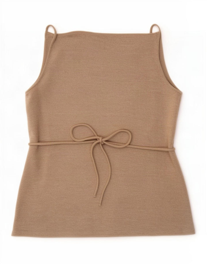 Zara Damen Weste Top UK 12 Mittelbeige Baumwolle