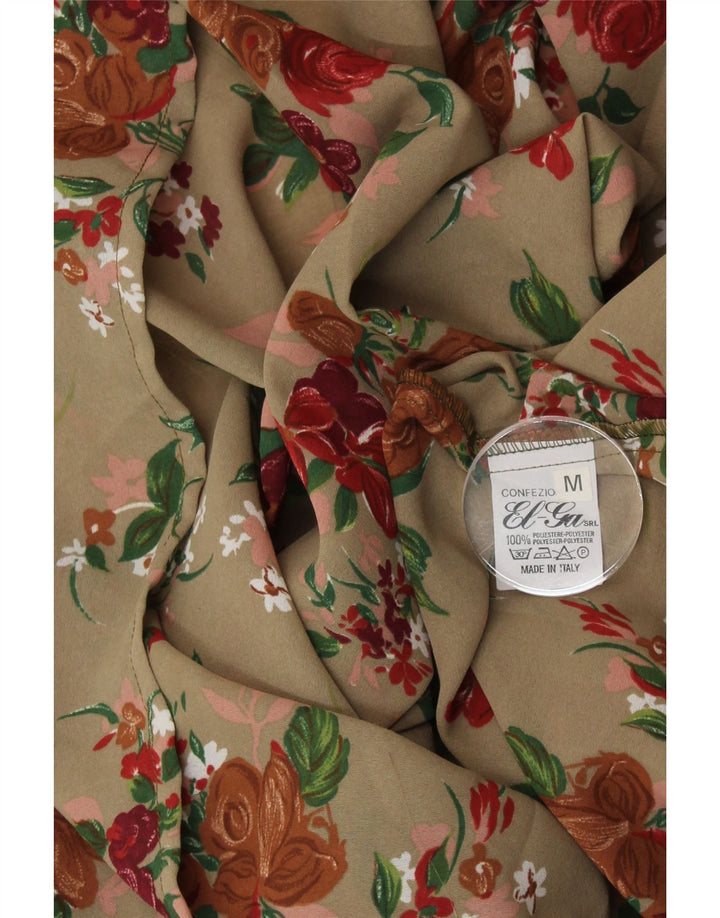 VINTAGE Damen-A-Linien-Rock, mittelgroß, W28, beige, florales Polyester