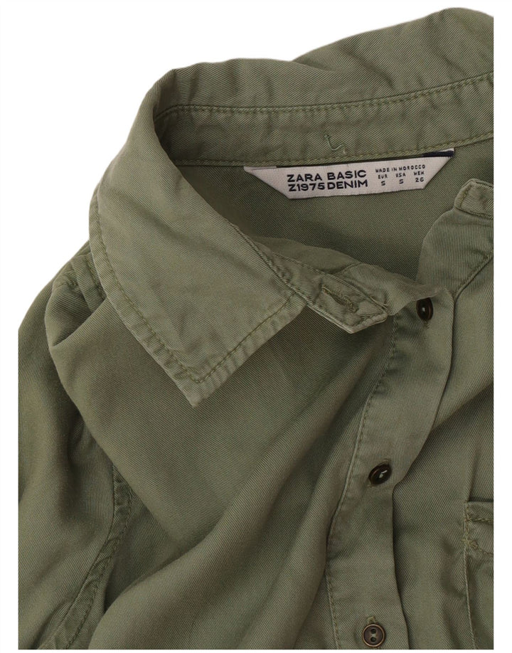 Zara Damen Militärhemd UK 10 Small Grün