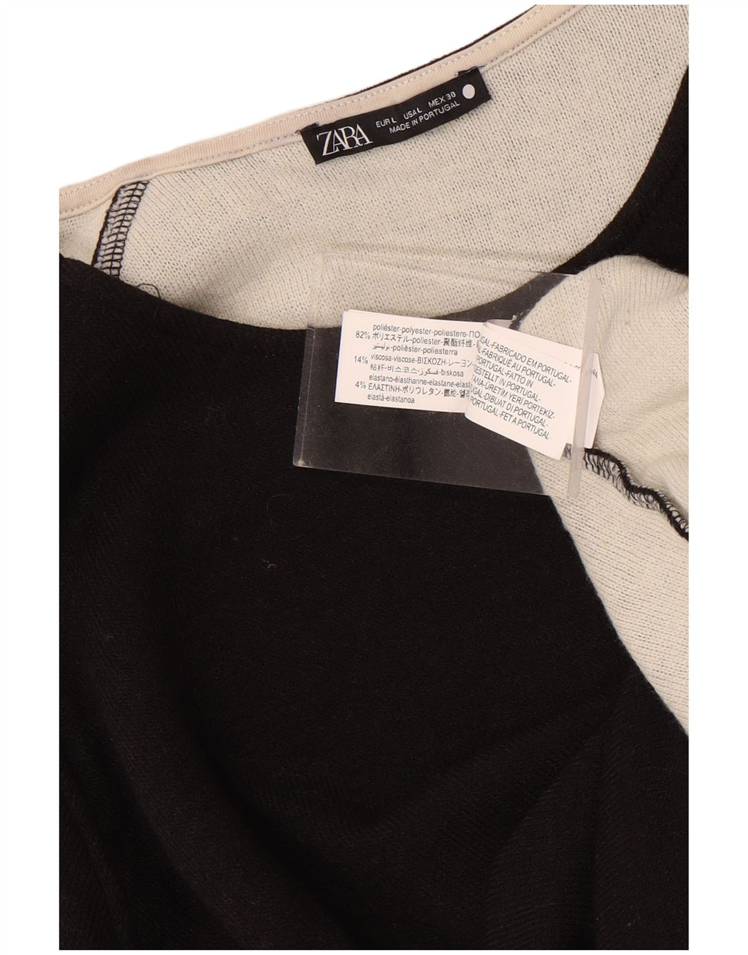 Zara Damen Übergroßer Sweatshirt-Pullover UK 16 Large Schwarz Polyester