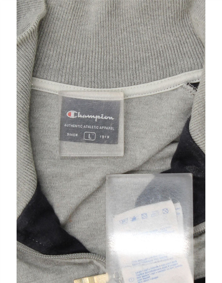 Champion Herren-Trainingsanzug-Top-Jacke, große graue Colourblock-Baumwolle