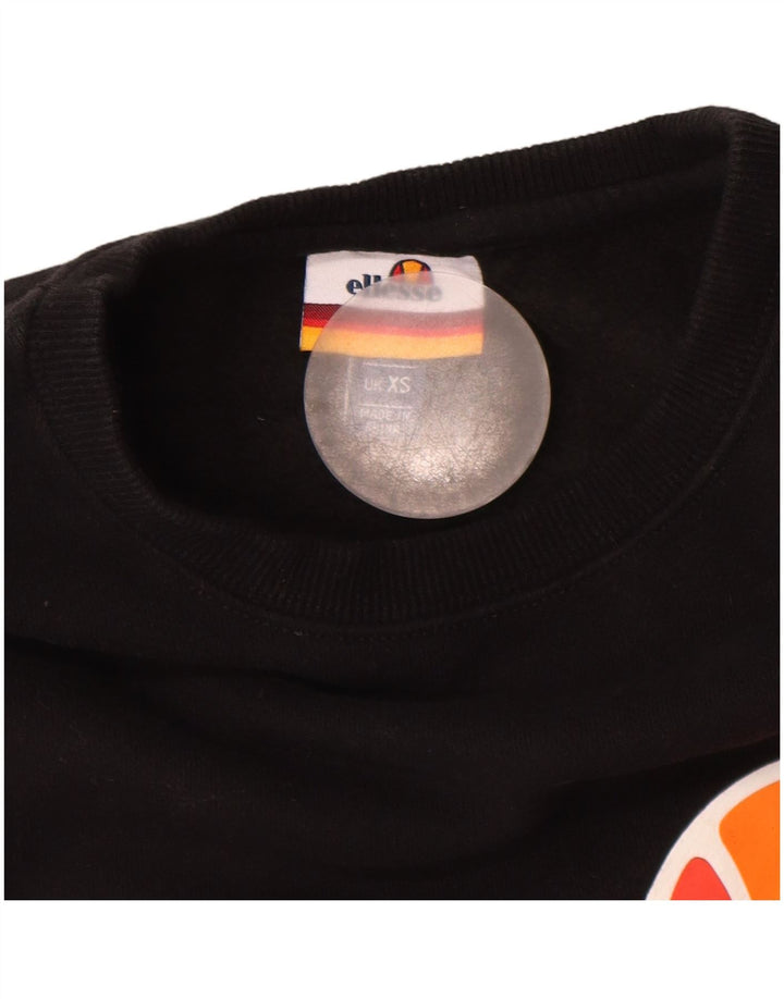 Ellesse Herren-Sweatshirt mit Grafik, XS, schwarze Baumwolle