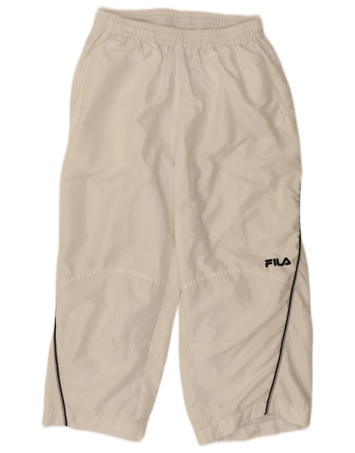 FILA Mens Graphic Crop Tracksuit Trousers Large  White Colourblock