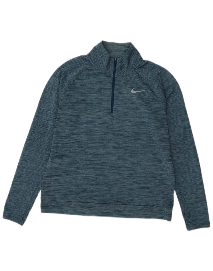 NIKE Damen Dri Fit Pullover-Trainingsanzugoberteil, UK 14, Mittelblau gefleckt