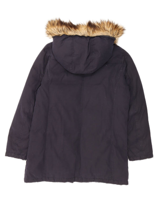 Benetton Damen-Kapuzenübergroßer, wattierter Mantel, Größe S, Marineblau