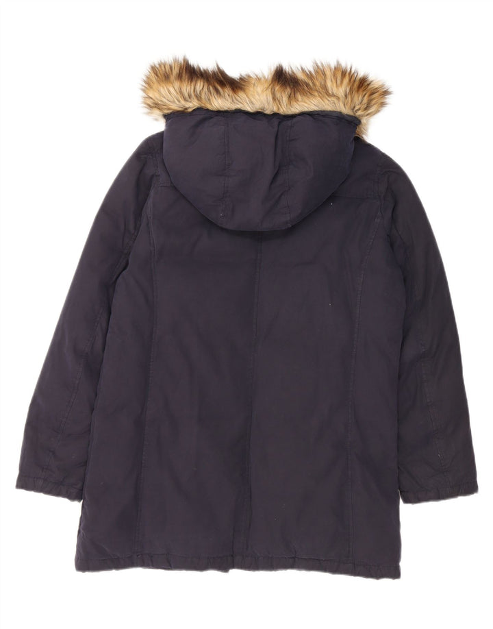 Benetton Damen-Kapuzenübergroßer, wattierter Mantel, Größe S, Marineblau