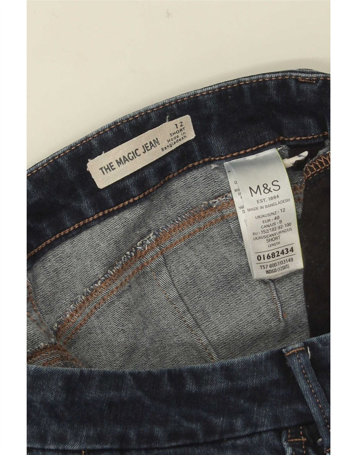 Marks & Spencer Damen Schlagjeans UK 12 Mittel W28 L27 Marineblau Baumwolle