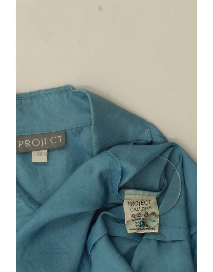 Project Ärmellose Hemdbluse für Damen, UK 10, Größe S, blaue Seide