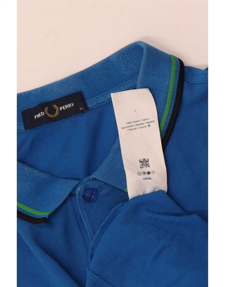 Fred Perry Herren-Poloshirt XL, blau gestreift, Baumwolle