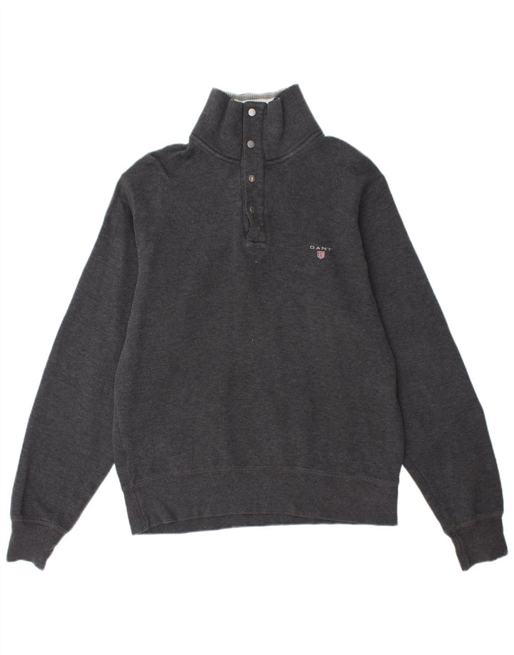 GANT Herren-Pullover mit Reißverschluss am Hals, kleine graue Baumwolle