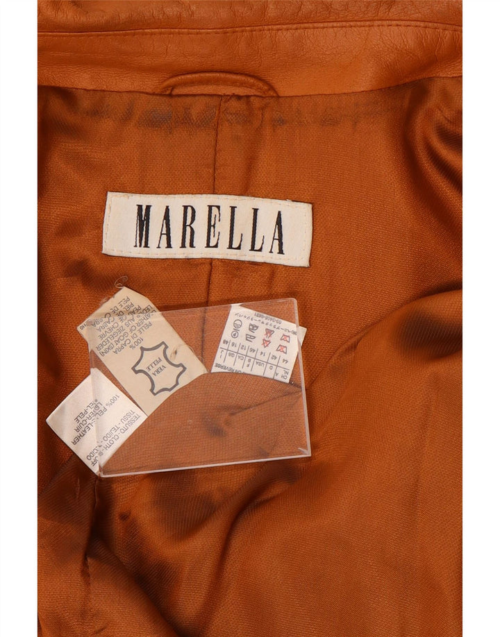 Marella Damen Lederjacke UK 16 Großes braunes Leder