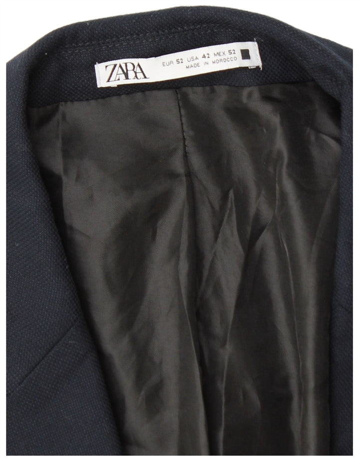 Zara Herren-Blazer mit 1 Knopf, EU 52, groß, marineblau, Polyester