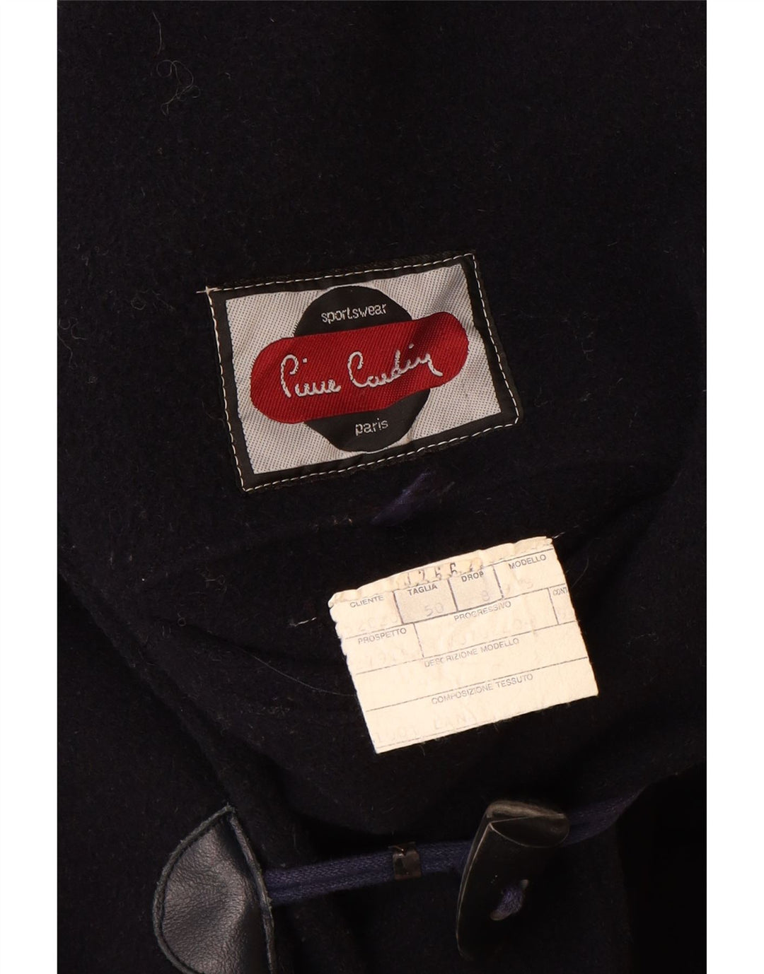 Pierre Cardin Herren-Dufflecoat mit Kapuze, IT 50, große marineblaue Wolle