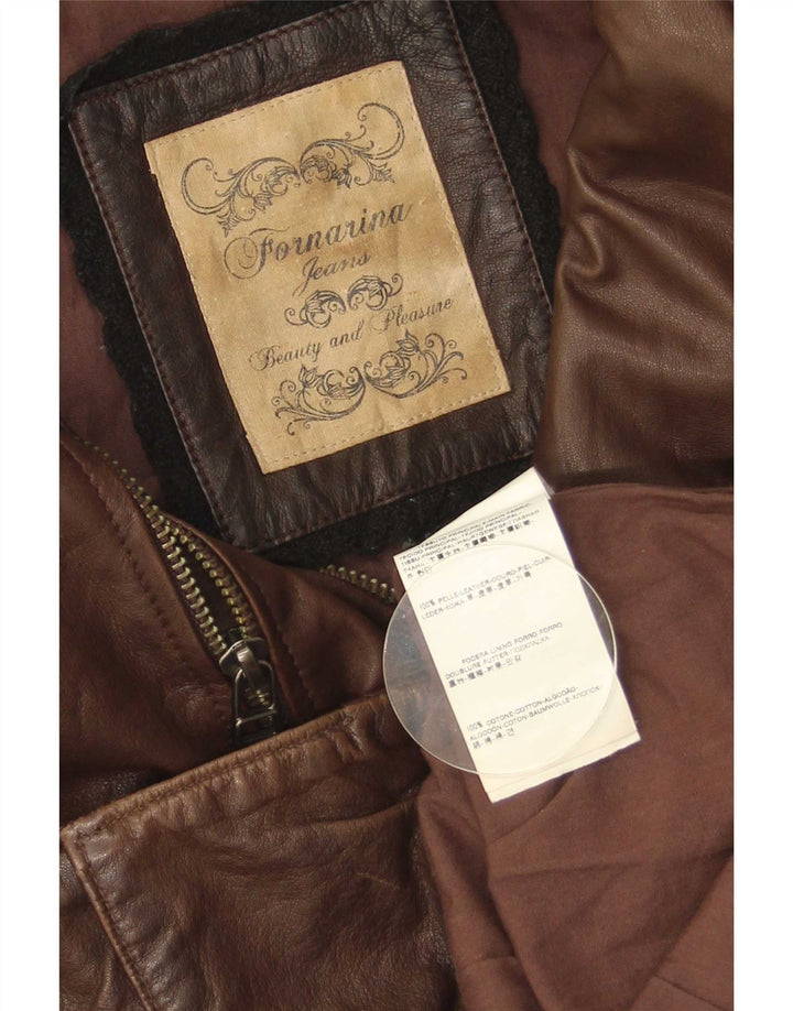 Fornarina Damen Militärlederjacke UK 14 Large Braun