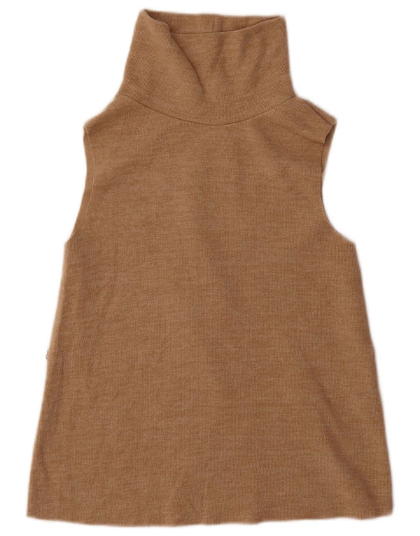 Zara Damen Weste Top UK 8 Small Beige Baumwolle