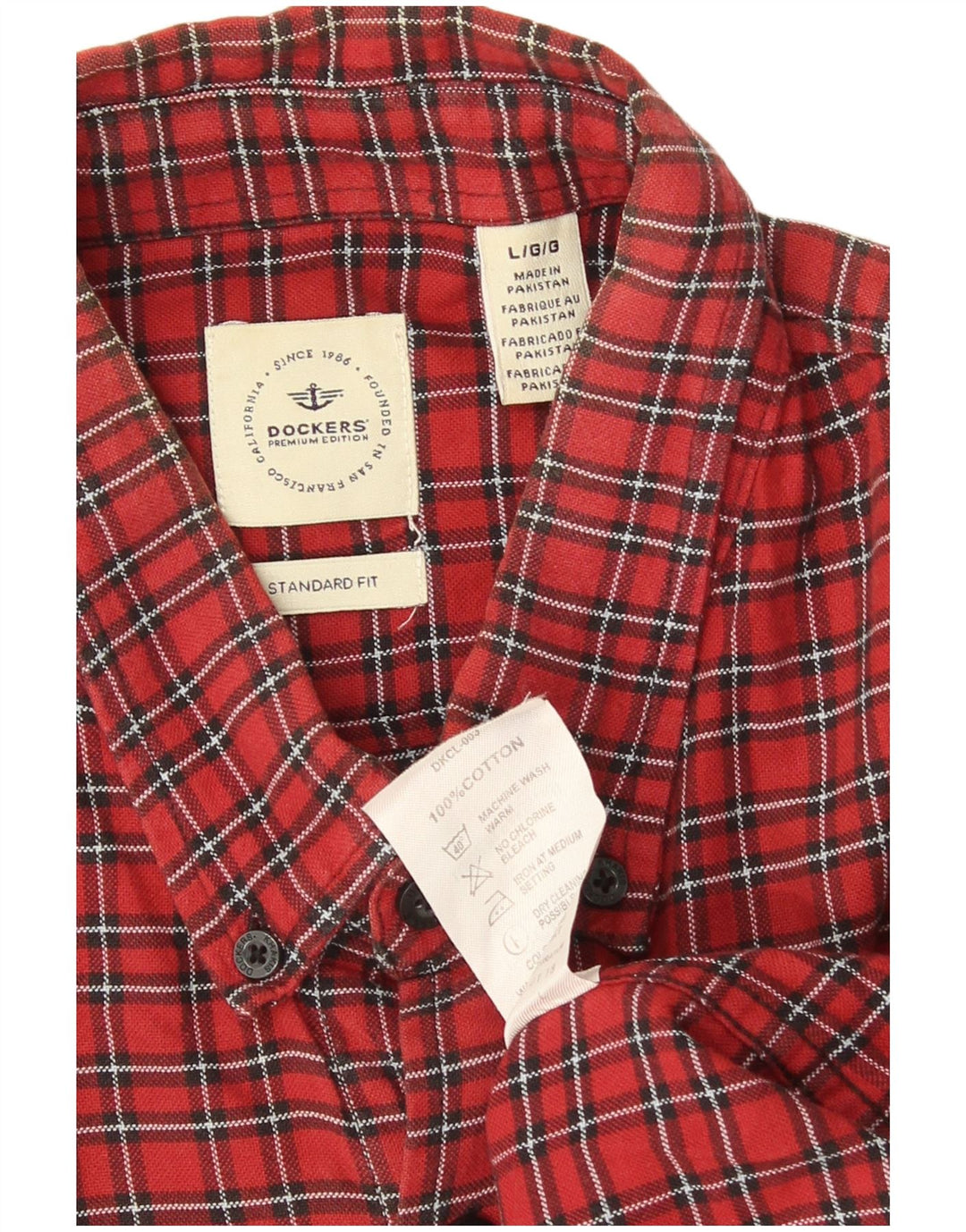 Dockers Herren-Flanellhemd mit Standard-Passform, groß, rot kariert, Baumwolle