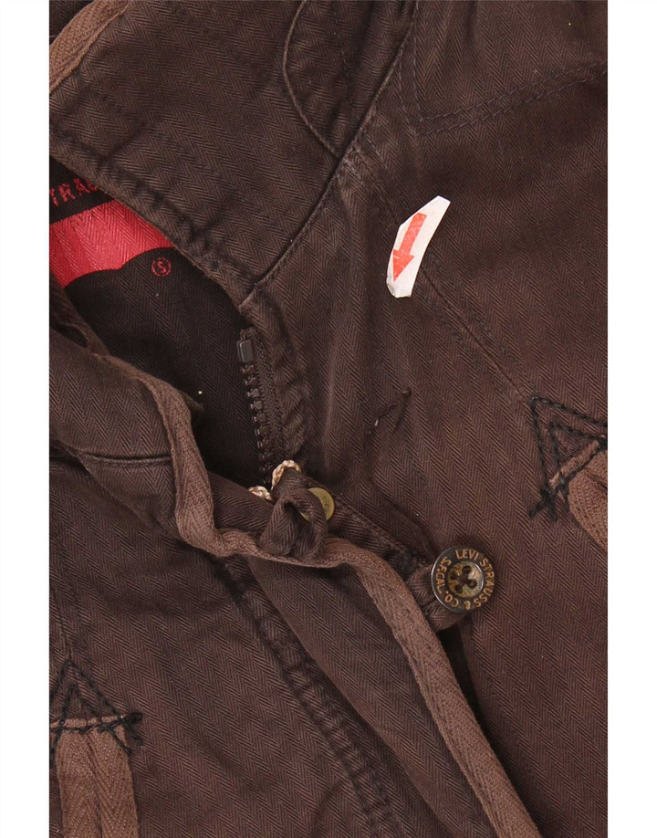 Levi's Damen-Windbreaker-Jacke, UK 10, kleines braunes Fischgrätenmuster