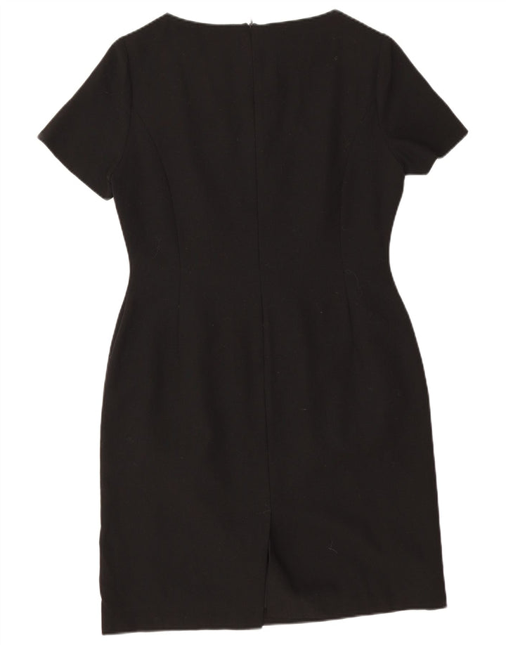 Laura Ashley Damen Etuikleid UK 12 Medium Schwarz Schurwolle