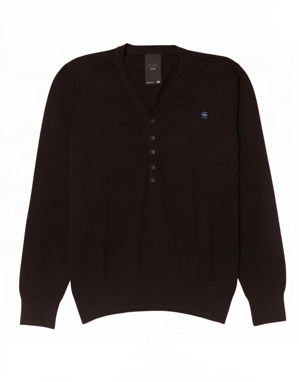 G-Star Herren-Pullover mit V-Ausschnitt, XL, schwarze Baumwolle