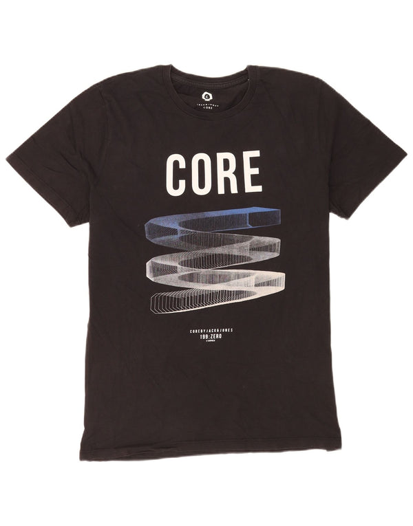 Jack & Jones Herren-T-Shirt mit Grafik, groß, aus schwarzer Baumwolle