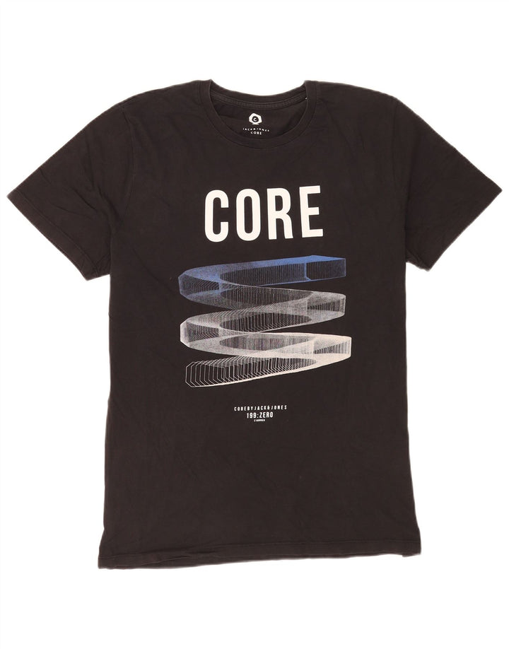 Jack & Jones Herren-T-Shirt mit Grafik, groß, aus schwarzer Baumwolle