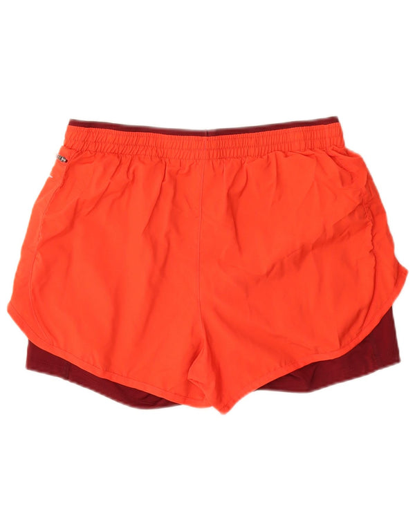 Nike Damen Dri Fit Sportshorts UK 12 Mittelorangefarbenes Colourblock-Polyester