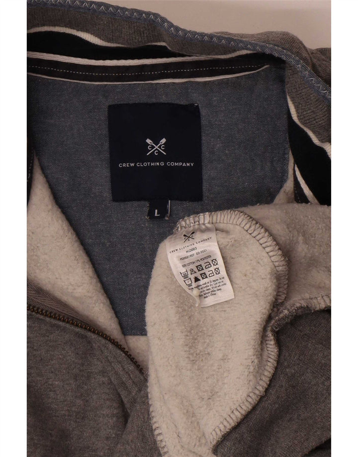 Crew Clothing Herren-Sweatshirt mit Reißverschluss am Hals, groß, aus grauer Baumwolle
