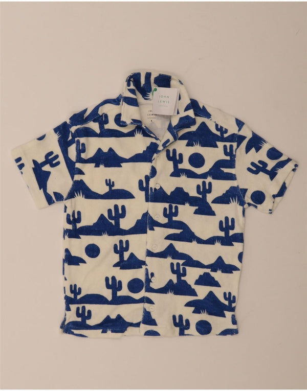 John Lewis Kurzarmhemd mit abstraktem Muster für Jungen, 7–8 Jahre, weiße Baumwolle
